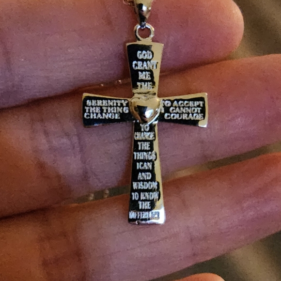 Sterling Silver Cross Pendant w/ Saying - Picture 1 of 1